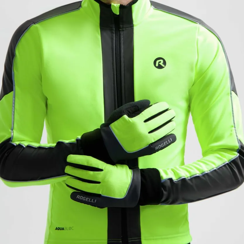 Heren Rogelli Essential Hi Vis Fietshandschoenen Winter Heren